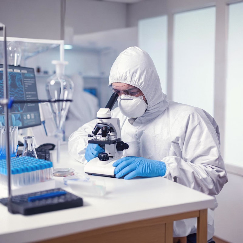 Independent lab analyst processing a Pure Maintenance of Southern California air sample